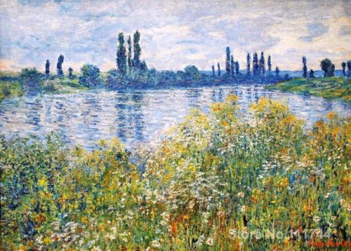 Copy-oil-paintings-famous-artist-Flowers-on-the-Banks-Seine-near-Vetheuil-Claude-Monet-artwork-handmade