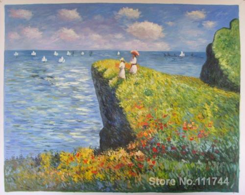 artwork-for-home-CLIFF-WALK-AT-POURVILLE-Claude-Monet-artwork-Hand-painted-High-quality
